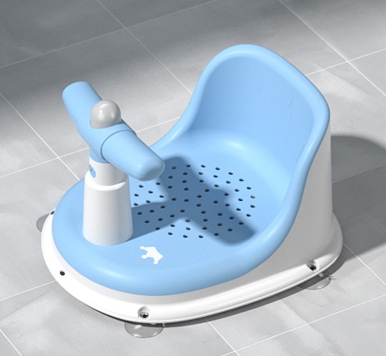 Baby Bath Seat with Non-Slip Mat, Backrest, Suction Cups, 6-24 Months blue