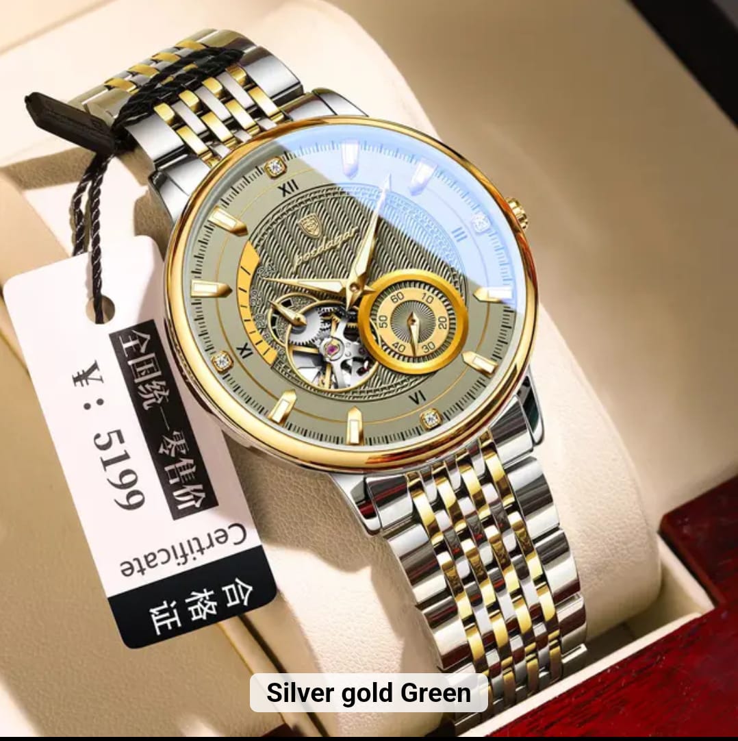 POEDAGAR ORGINAL Top Luxury Men Clock Luminous Hollow Tourbillon Automatic Man Wristwatch Mechanical Stainless Steel Men's Watches ONE YEAR WARRANTY