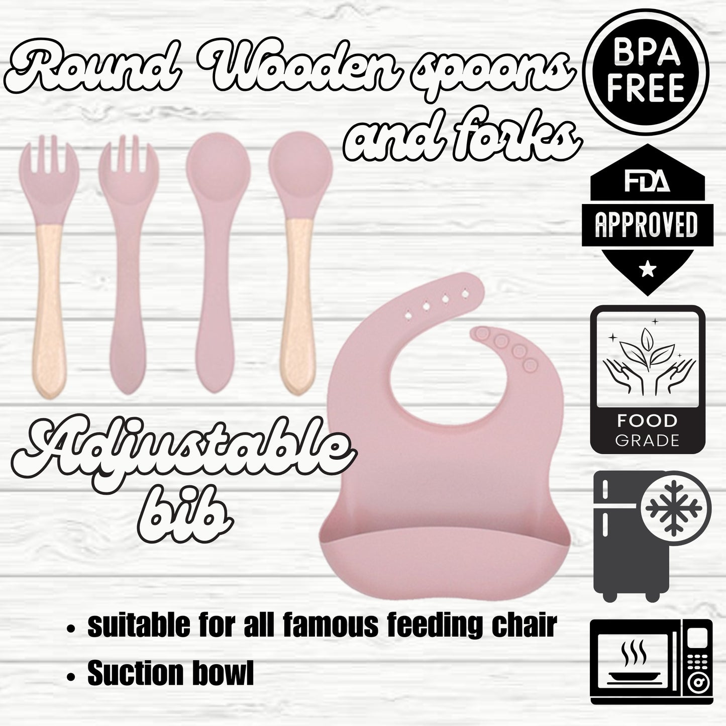 silicone baby feeding set, 9Pcs Silicone Baby Feeding Set, Baby Led Weaning Supplies, Eating Essentials Utensils with Suction Bowl Divided Plate, Pocket Bib, Sippy Cup with Lid,Eating Utensils for 6+ Months smoke pink