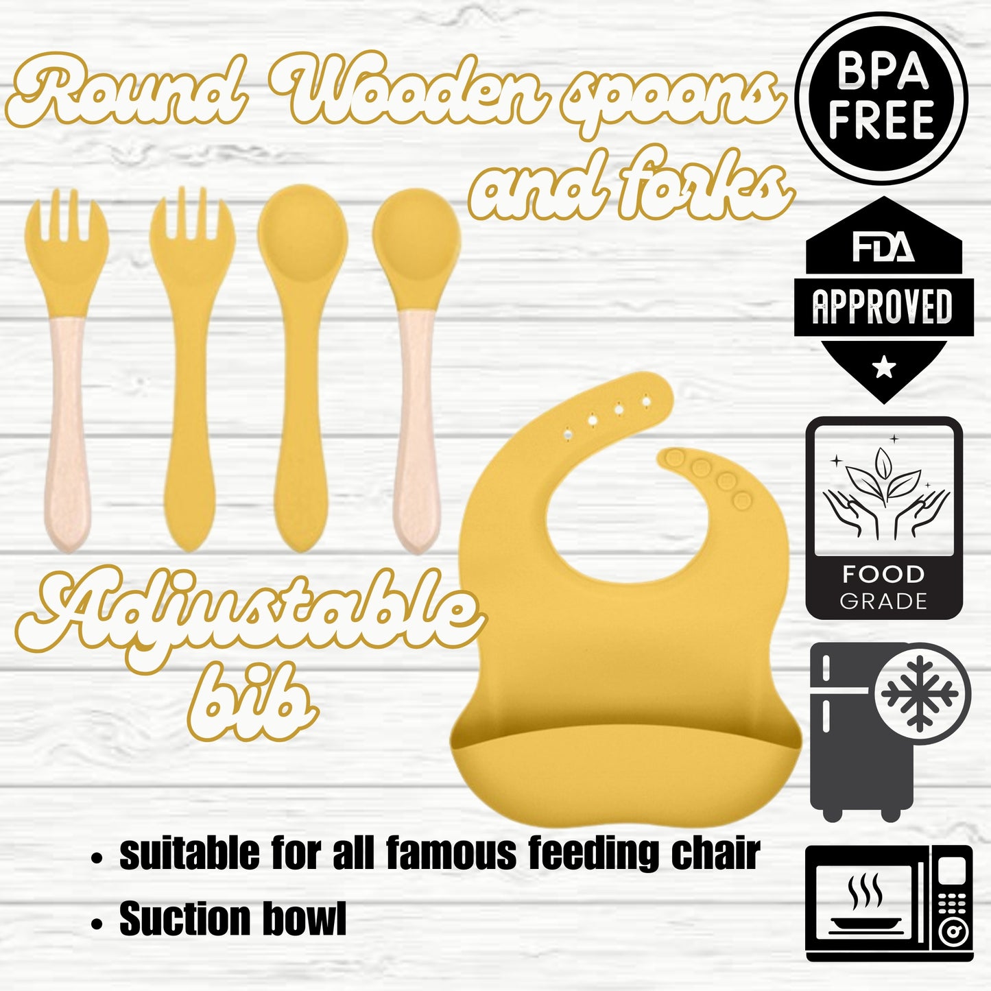 silicone baby feeding set, 9Pcs Silicone Baby Feeding Set, Baby Led Weaning Supplies, Eating Essentials Utensils with Suction Bowl Divided Plate, Pocket Bib, Sippy Cup with Lid,Eating Utensils for 6+ Months yellow