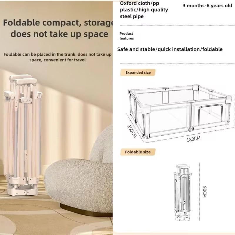 Kids Play Pen Oxford Fabric Baby Toddler Big Fence Safty Children Activity Area Playpen 150x180 cm