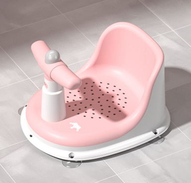 Baby Bath Seat with Non-Slip Mat, Backrest, Suction Cups, 6-24 Months pink.