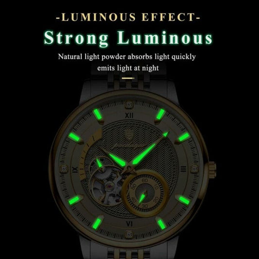 POEDAGAR &nbsp;ORGINAL Top Luxury Men Clock Luminous Hollow Tourbillon Automatic Man Wristwatch Mechanical Stainless Steel Men's Watches  ONE YEAR WARRANTY