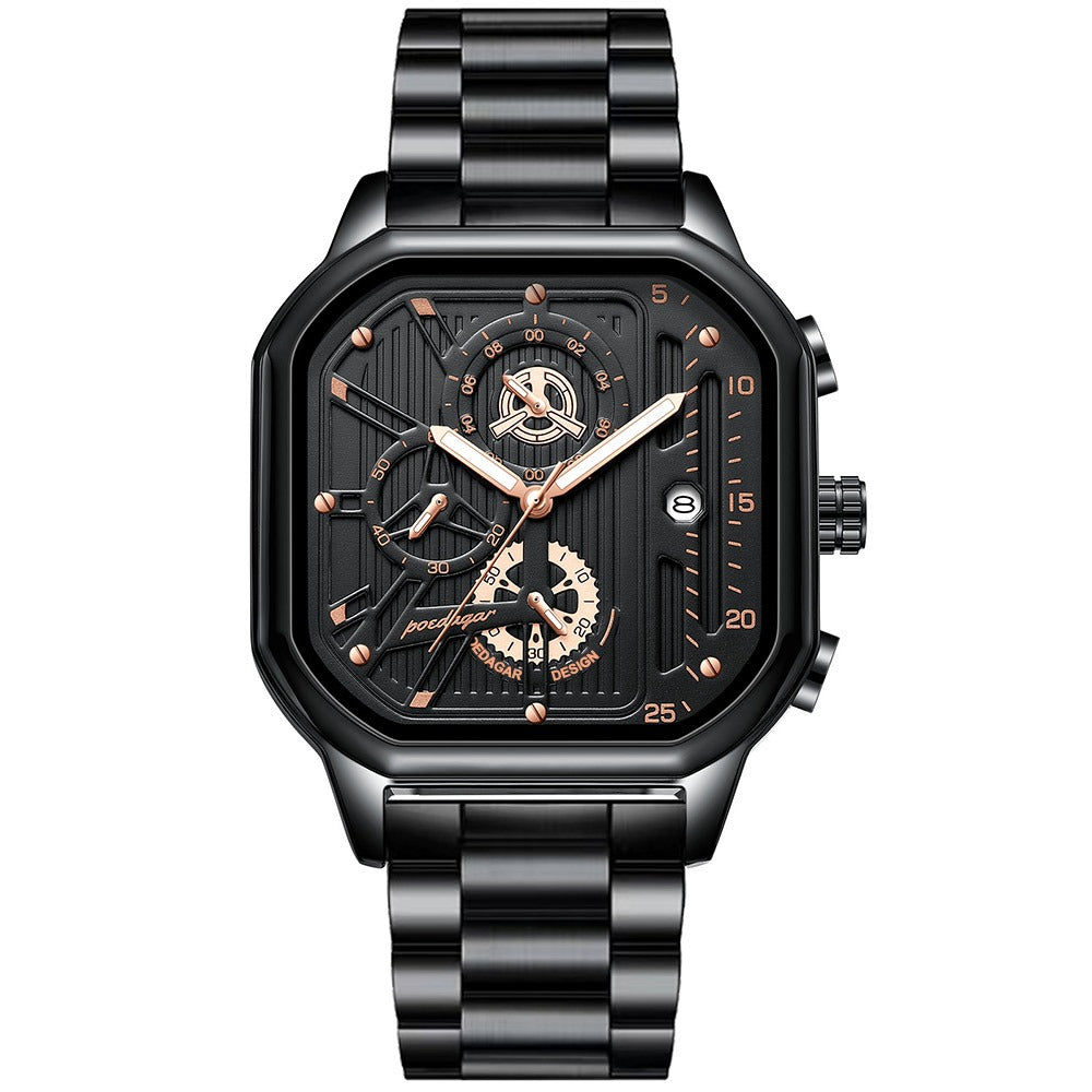 POEDAGAR: Bussiness casual Men's Square Watch