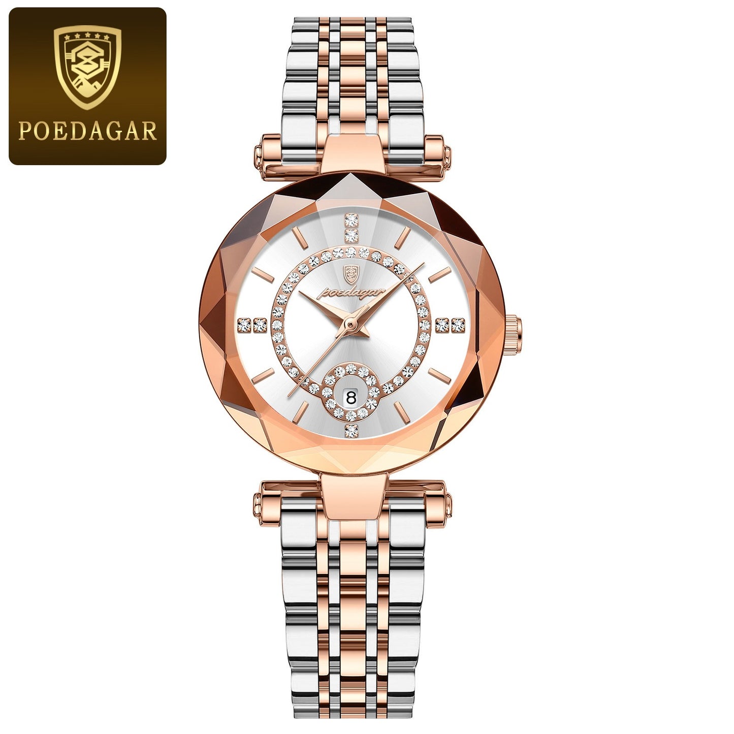 POEDAGAR: Elegant Waterproof Stainless Steel round Quartz Ladies Watch