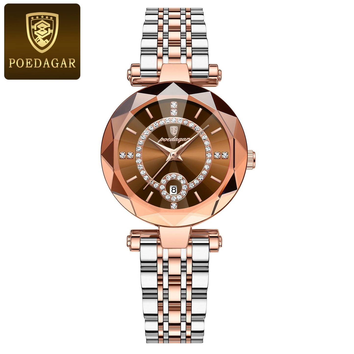 POEDAGAR: Elegant Waterproof Stainless Steel round Quartz Ladies Watch