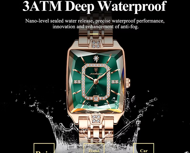 POEDAGAR Elegant Rectangular Quartz Watch