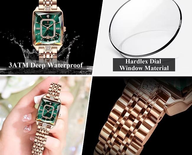 POEDAGAR Elegant Rectangular Quartz Watch